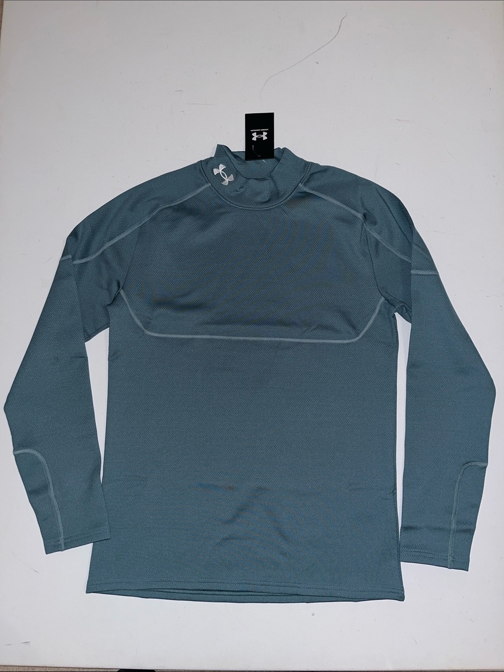 Under Armour  Cold Gear Shirt Mens L Grid Mock Top LS  Blue Base Layer $100